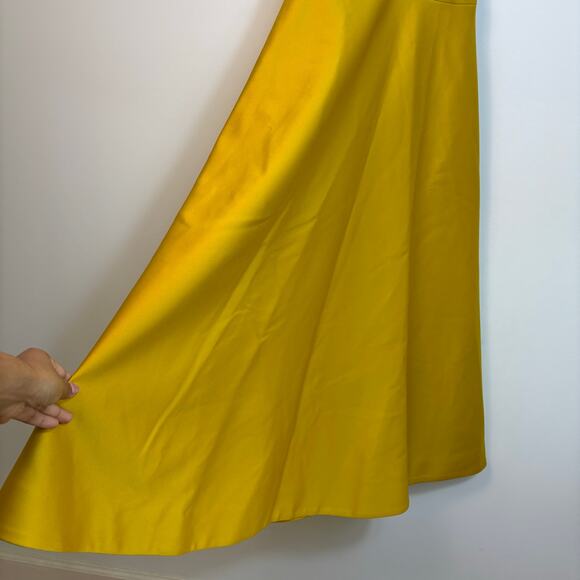 Anthropologie BHLDN Shelby A Line Midi Dress Size 2 Satin Yellow Wedding Formal - Picture 8 of 14